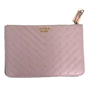 Victoria's Secret V Quilt Crossbody Bag Tote Purse Purple Faux Leather